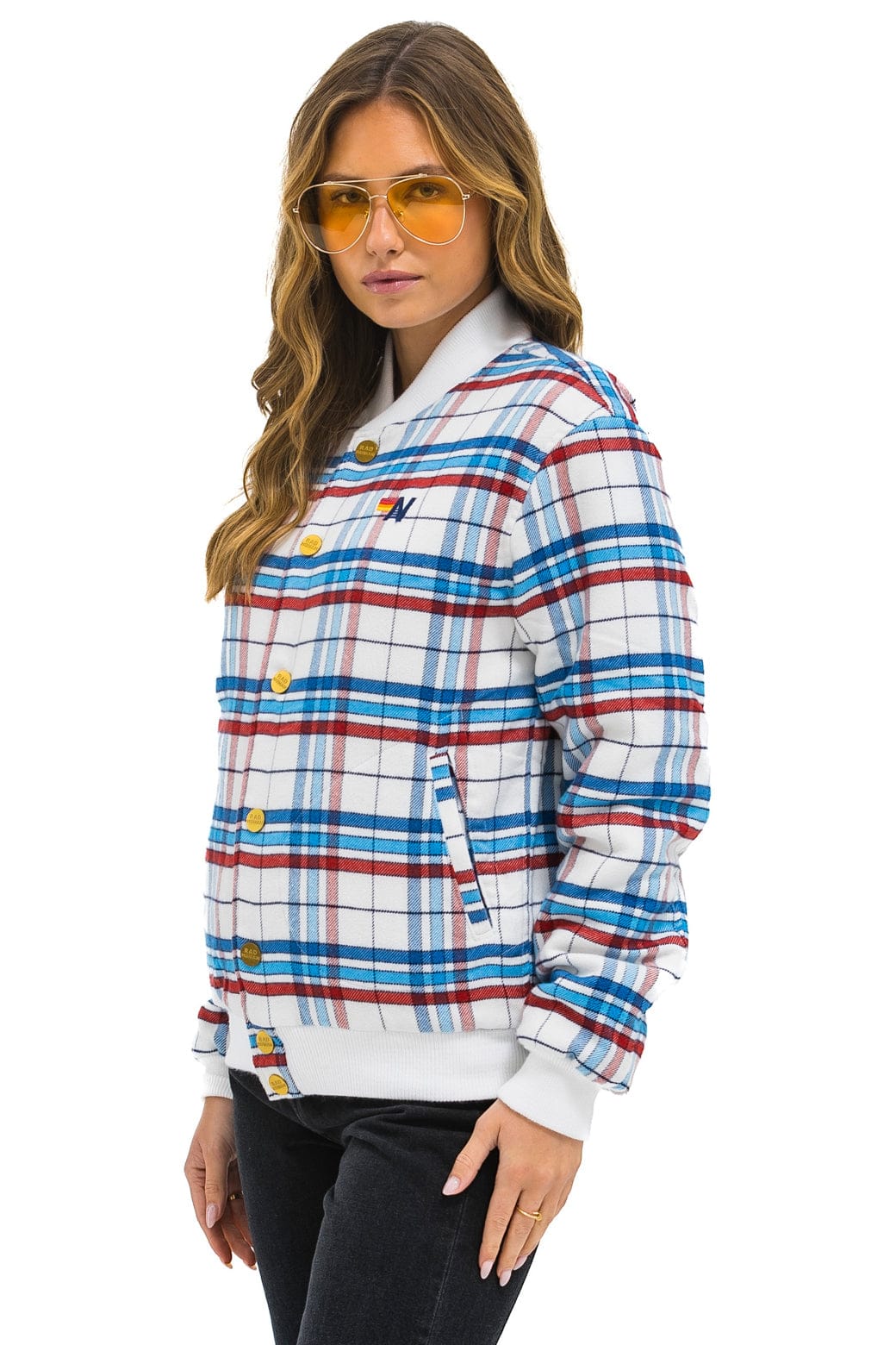 PLAID UNISEX VARSITY JACKET - MONTAUK PLAID - Image 3