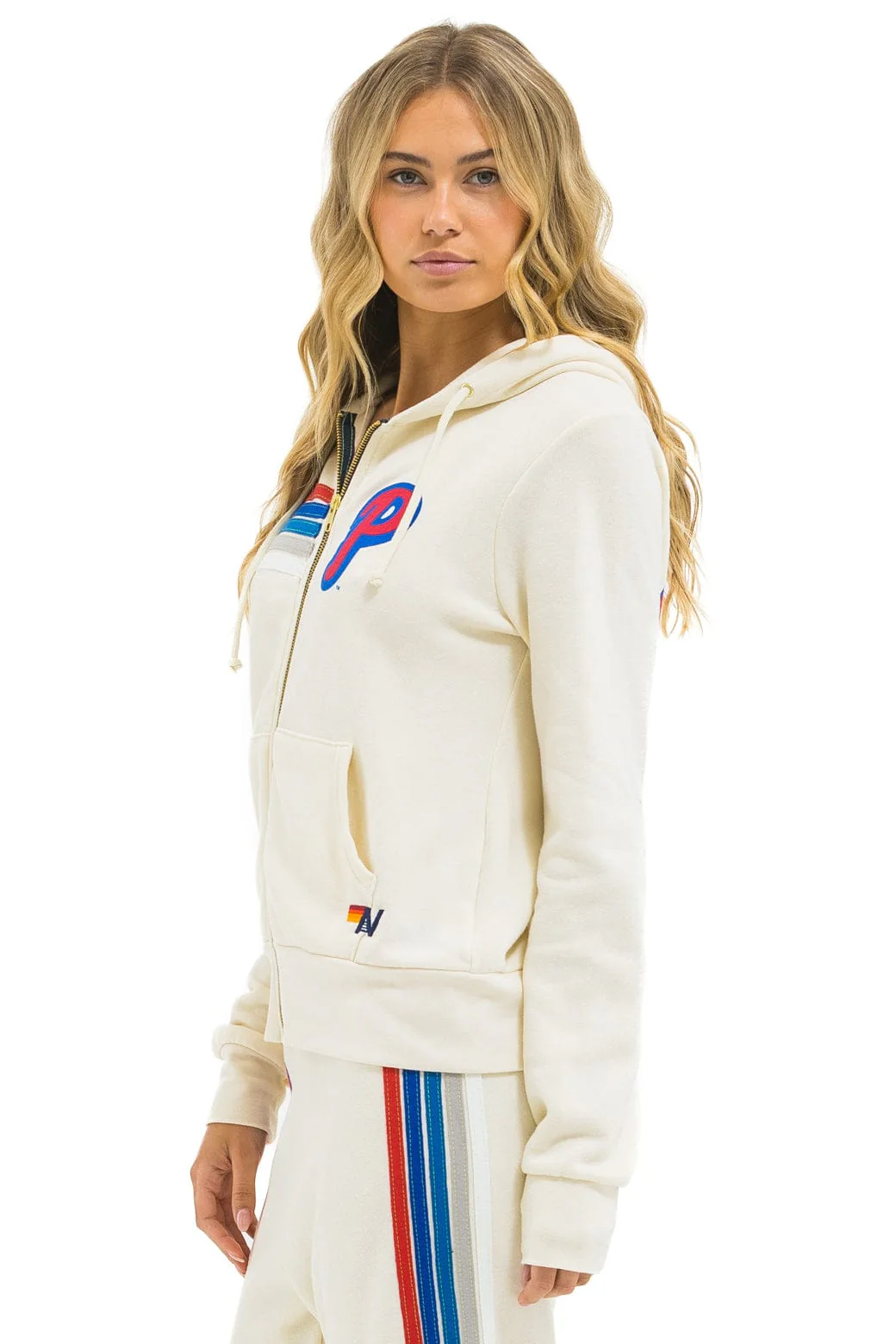 PHILLIES 5 STRIPE ZIP HOODIE - VINTAGE WHITE // USA - Image 6