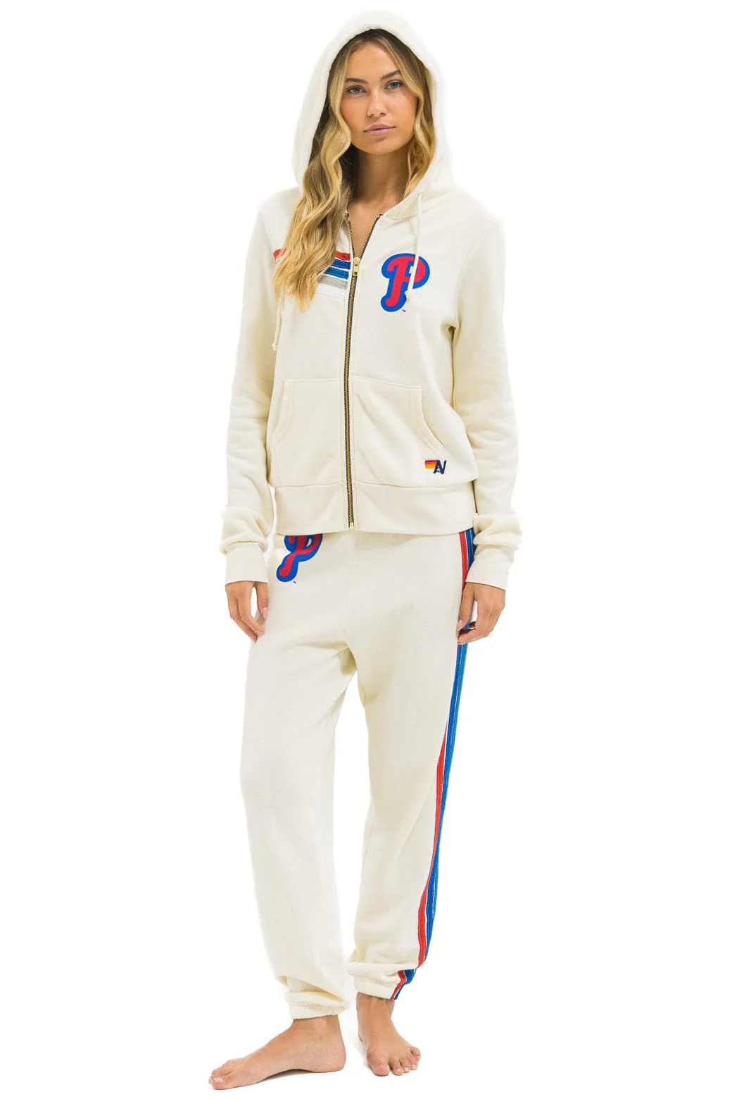 PHILLIES 5 STRIPE ZIP HOODIE - VINTAGE WHITE // USA - Image 7