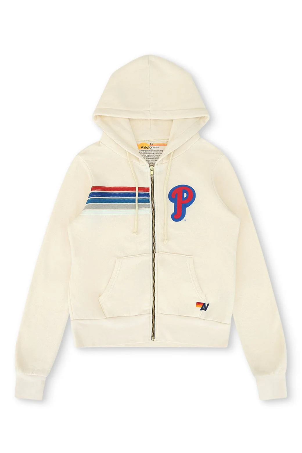 PHILLIES 5 STRIPE ZIP HOODIE - VINTAGE WHITE // USA - Image 8