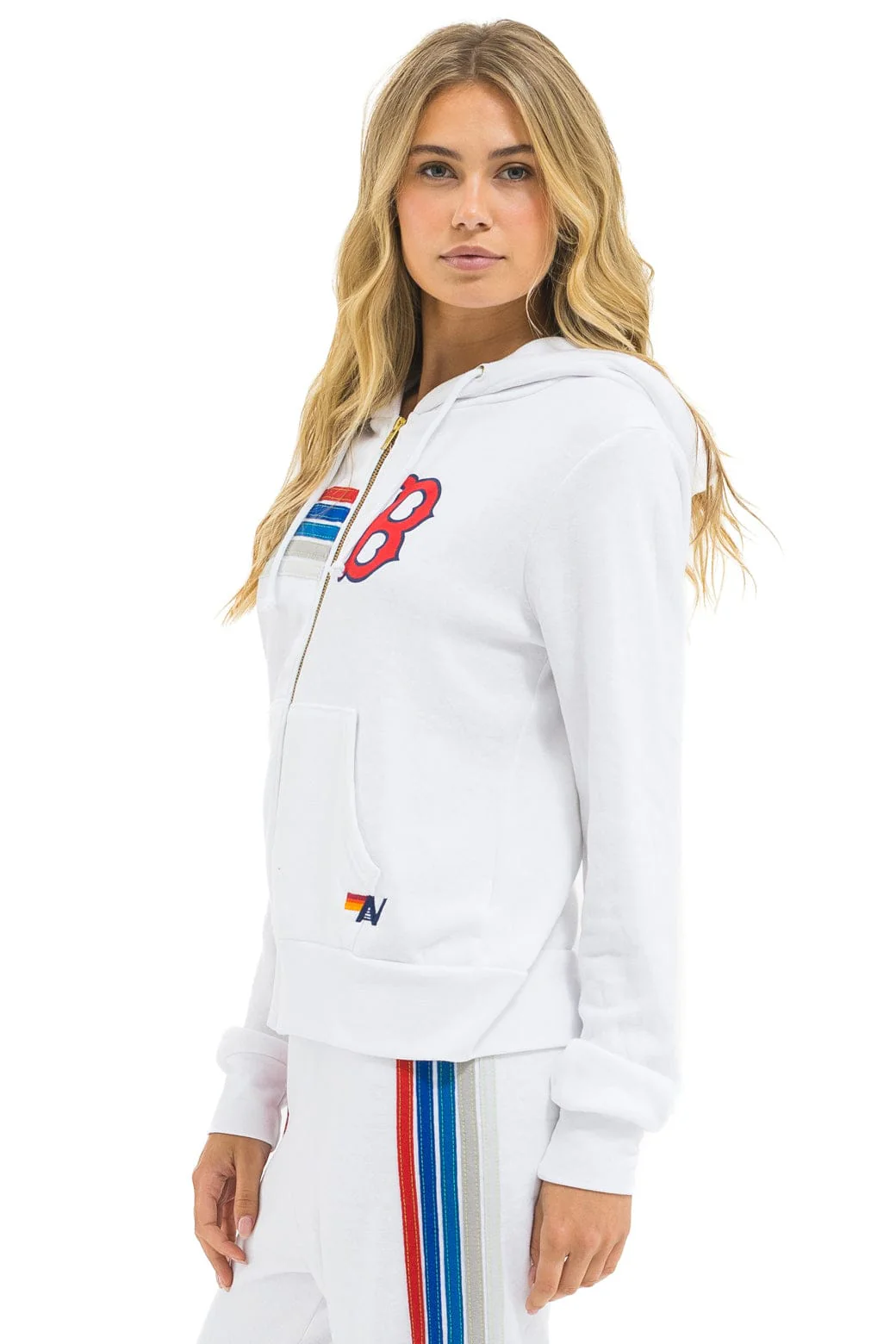 RED SOX 5 STRIPE ZIP HOODIE - WHITE // USA - Image 4