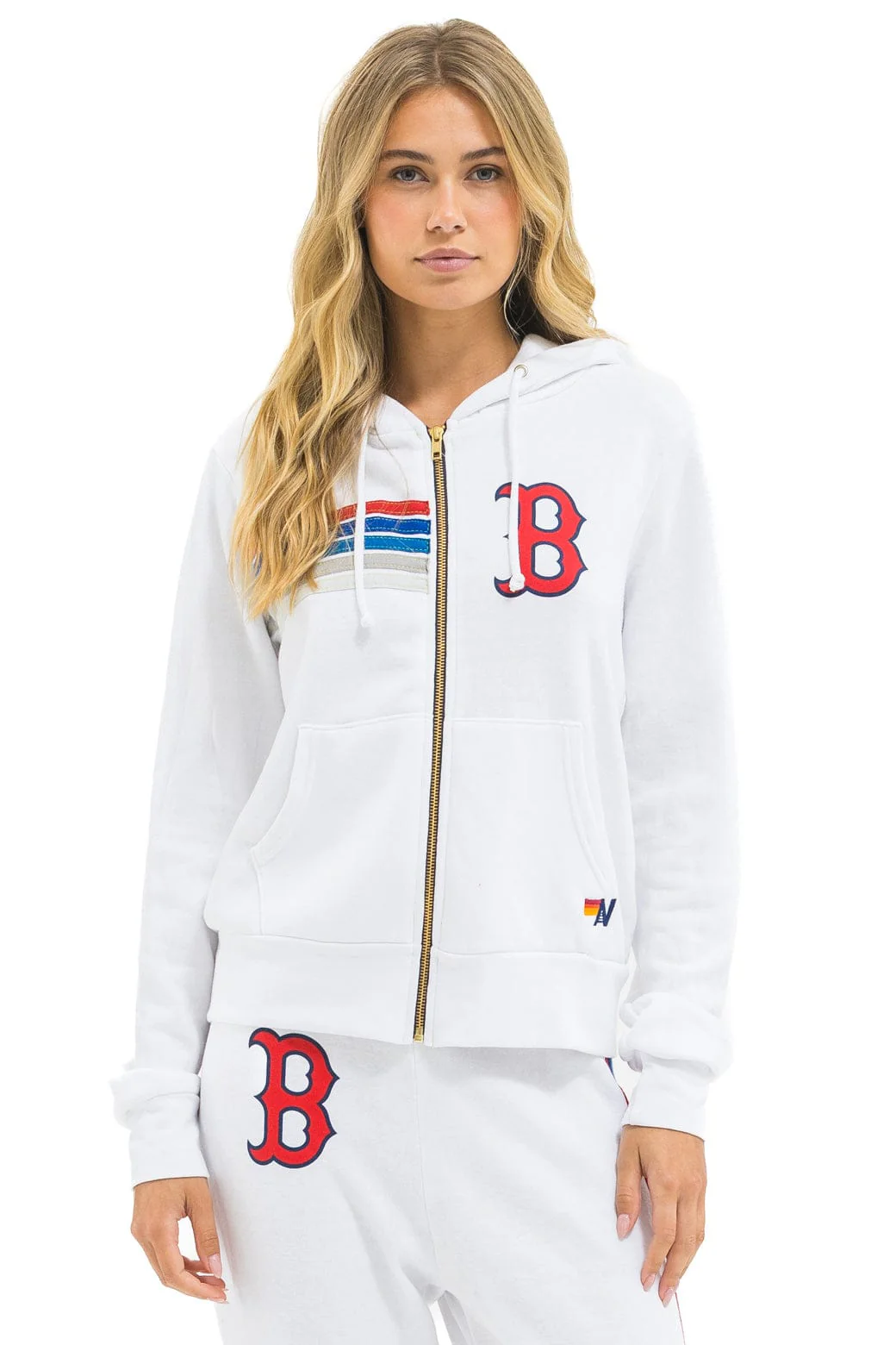 RED SOX 5 STRIPE ZIP HOODIE - WHITE // USA - Image 7