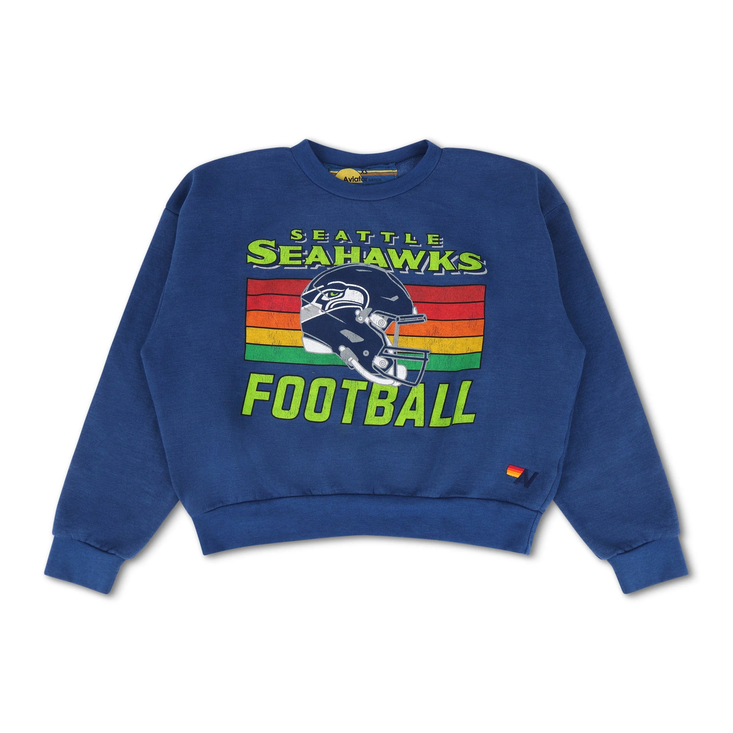 SEATTLE SEAHAWKS HELMET RELAXED CREW SWEATSHIRT - ROYAL - Image 4