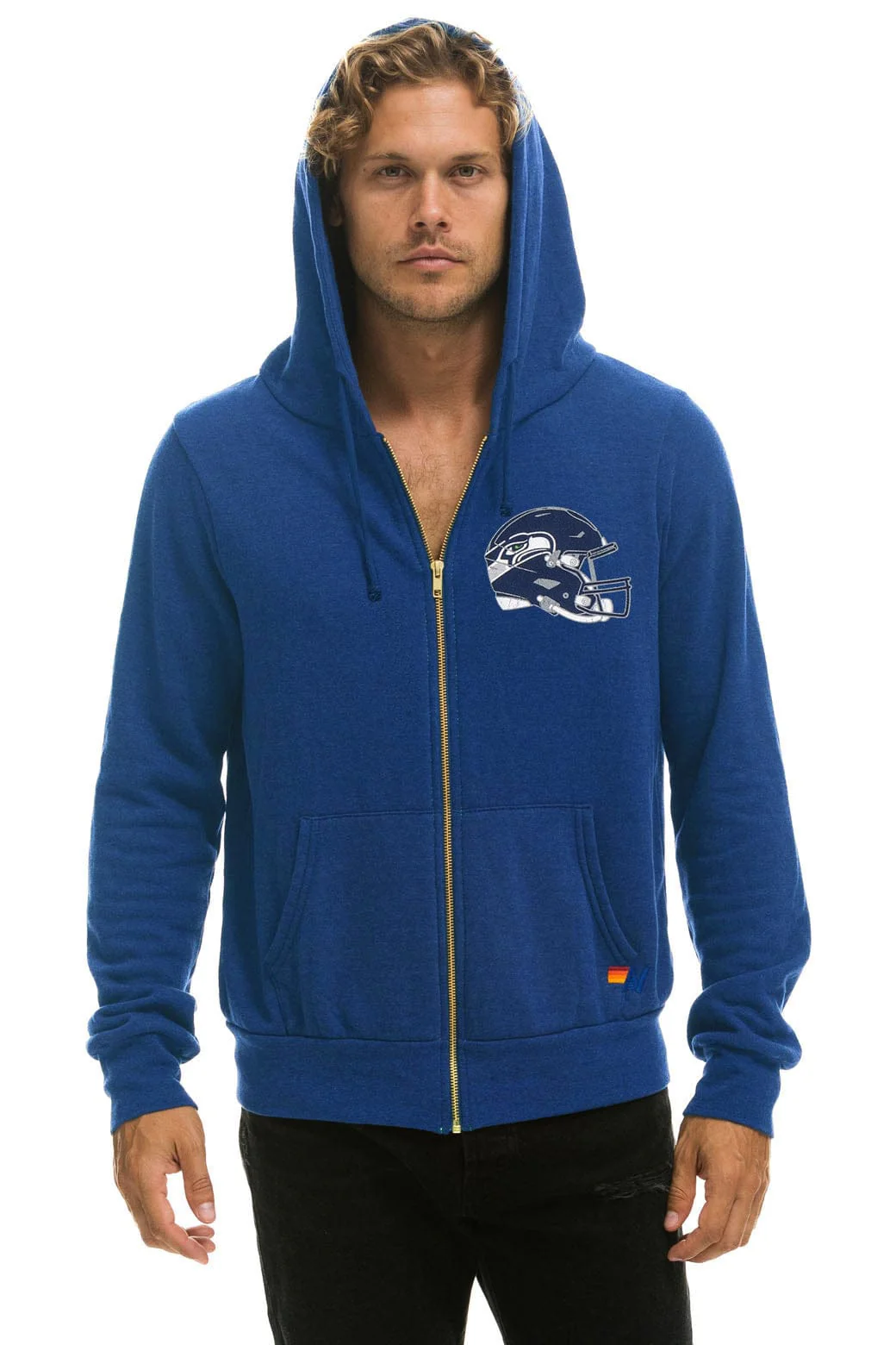 SEATTLE SEAHAWKS HELMET ZIP HOODIE - ROYAL - Image 3