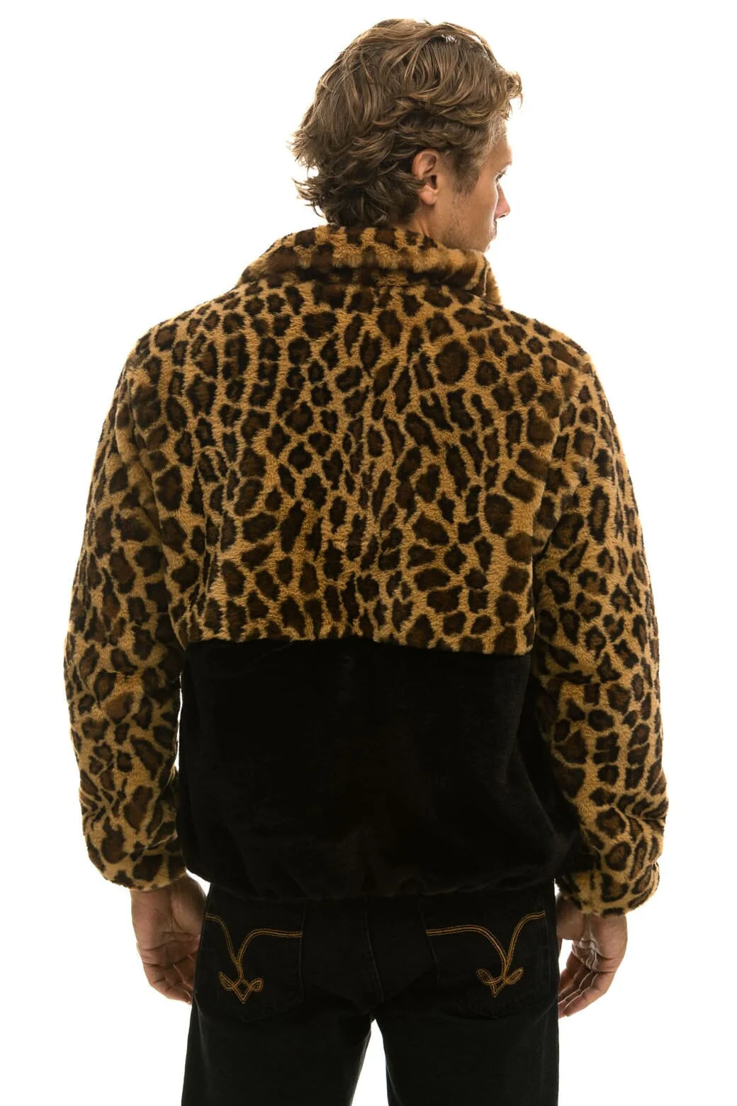 TEDDY UNISEX HALF ZIP COLOR BLOCK JACKET - CHEETAH - Image 5