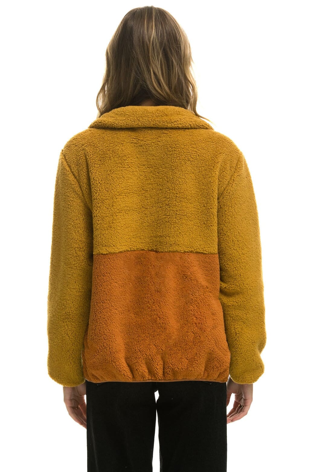 TEDDY UNISEX HALF ZIP COLOR BLOCK JACKET - HONEY - Image 4