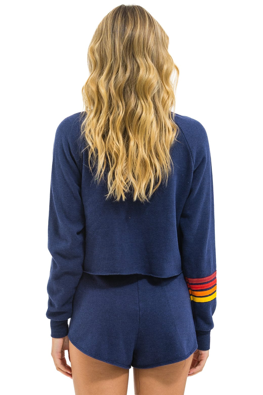 TEXAS RANGERS RUGBY STITCH CROPPED CREW SWEATSHIRT - NAVY - Image 3