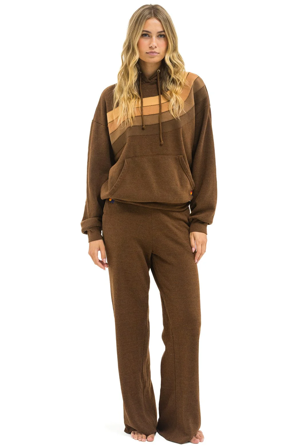 WAVE STRIPE 4 PULLOVER HOODIE RELAXED - CHOCOLATE // ESPRESSO - Image 6