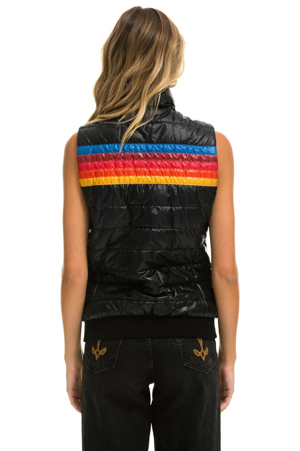 WOMEN'S 5 STRIPE VEST - GLOSSY BLACK - Image 3
