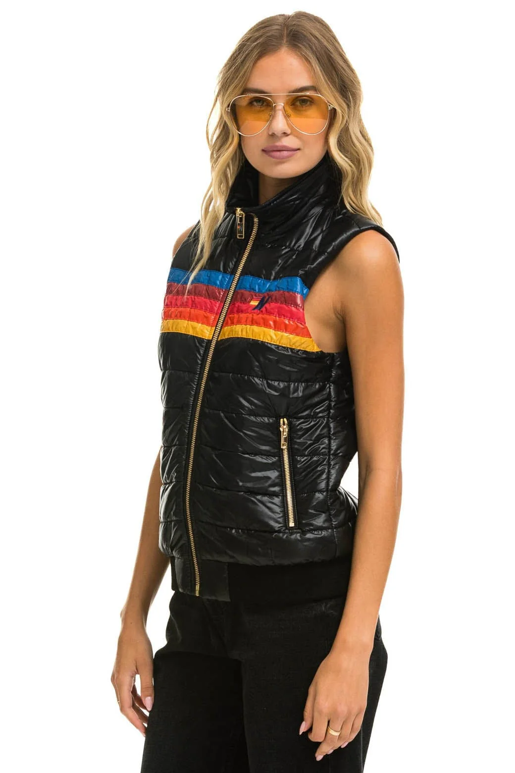 WOMEN'S 5 STRIPE VEST - GLOSSY BLACK - Image 4